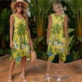thumbnail image 2 of Psesaysky Matchable Couple Hawaiian Outfit Cucumber Print Short Sleeve Shirts or Flared Tank Dress for Women Men Summer Beach Aloha Shirts or Sleeveless Sundress with Pockets, 2 of 7