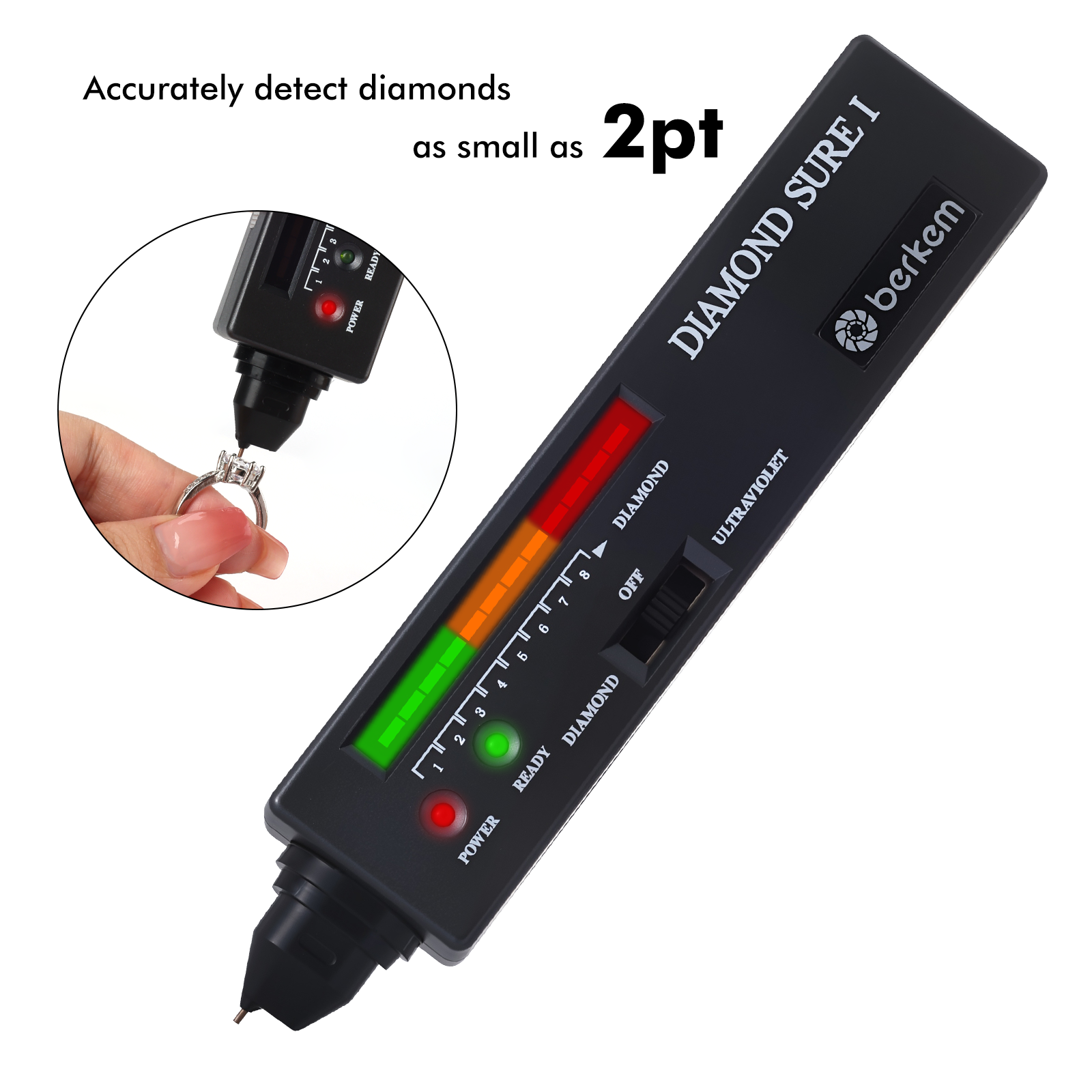 Diamond Tester Pen, Professional Diamond Tester Pen Jeweler Tool for Novice and Expert (Non-Rechargeable)