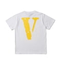 thumbnail image 2 of Camisetas con estampado de letras en V grande para hombres y mujeres Camisetas de manga corta con cuello redondo Camiseta con gráfico vintage de Hip Hop, White-S-White-S brillar Electrónica, 2 of 5