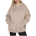 thumbnail image 2 of Tdoqot Womens Oversized Hoodies Front Pocket- Fall Pullover Casual Loose Hooded Sweatshirt Khaki Size 2XL, 2 of 5