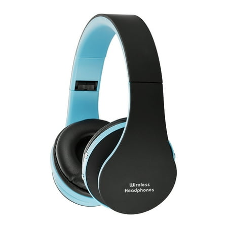 Foldable Bluetooth Headphones Stereo Bluetooth 3.0 Super Bass Headsets 3.5mm Wired Earphone Hands-free w/ Mic Black with Blue for iPhone 7 6S Samsung S7 S6 Note 6 5 Laptop Notebook