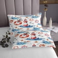 thumbnail image 3 of Erosebridal Nautical Bedspread Sets Queen Size, Anchor Compass Bed Quilt, Lighthouse Room Decor, 3 Pieces, 3 of 5