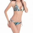 thumbnail image 4 of Aayomet Women's Bikini Swimsuits Women's Hanging Neck Lace Up Bikini Colorful Pattern Printed Swimsuit,Navy L, 4 of 5