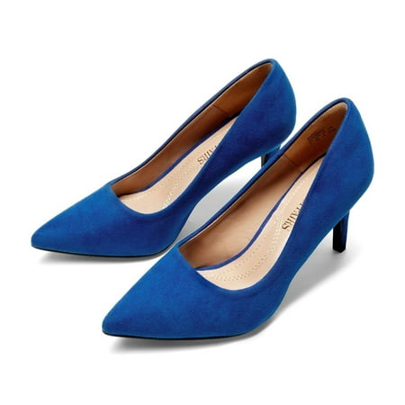 

Generic Women s Fashion Comfort Pointed Toe Stilettos Pump Shoes Slip On Low Heel Dress Shoes KUCCI ROYAL/BLUE Size 6