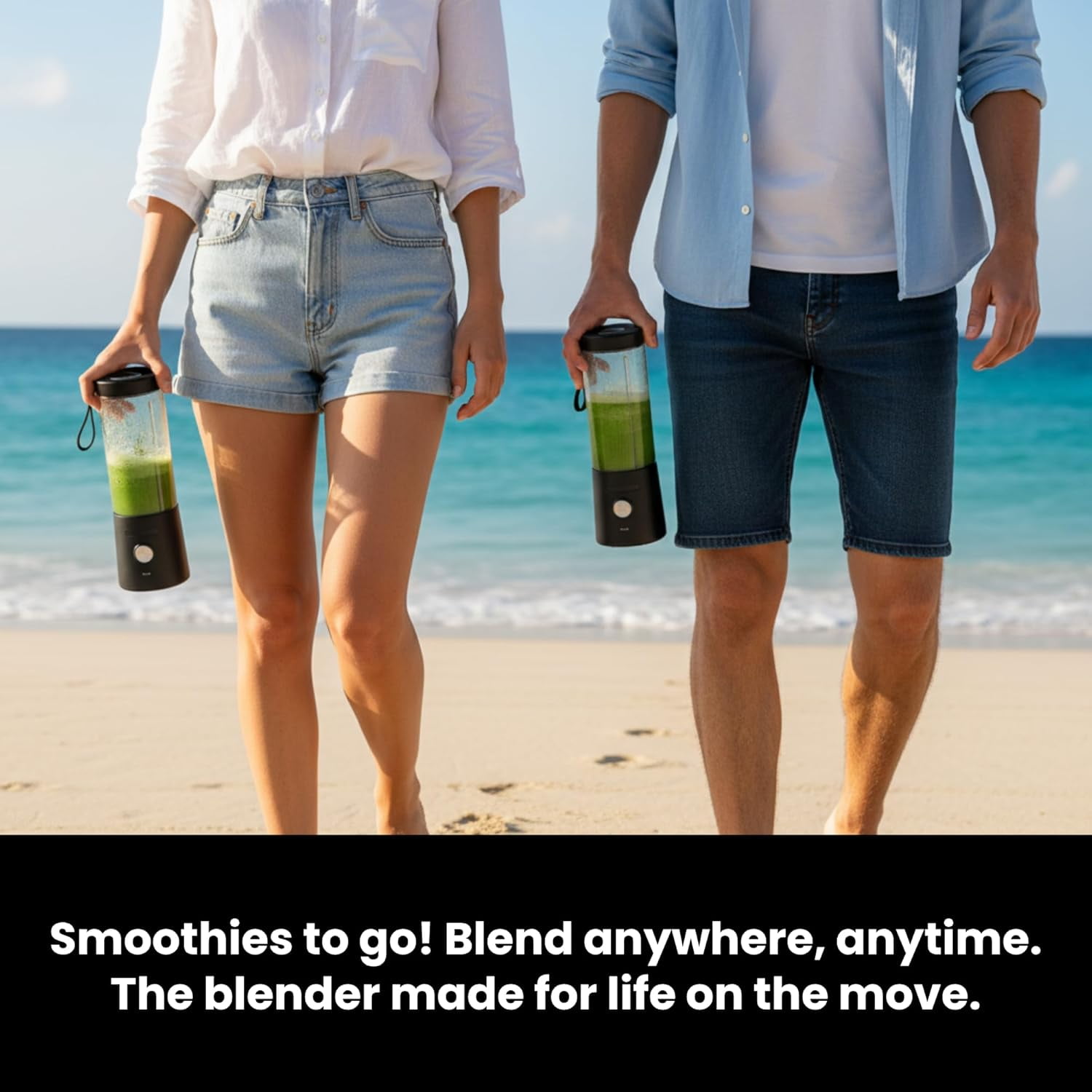 Portable Blender for Smoothies & Shakes – 16oz Mini Personal Blender Bottle, USB-C Rechargeable & Self-Cleaning – Black – Perfect Holiday Gift