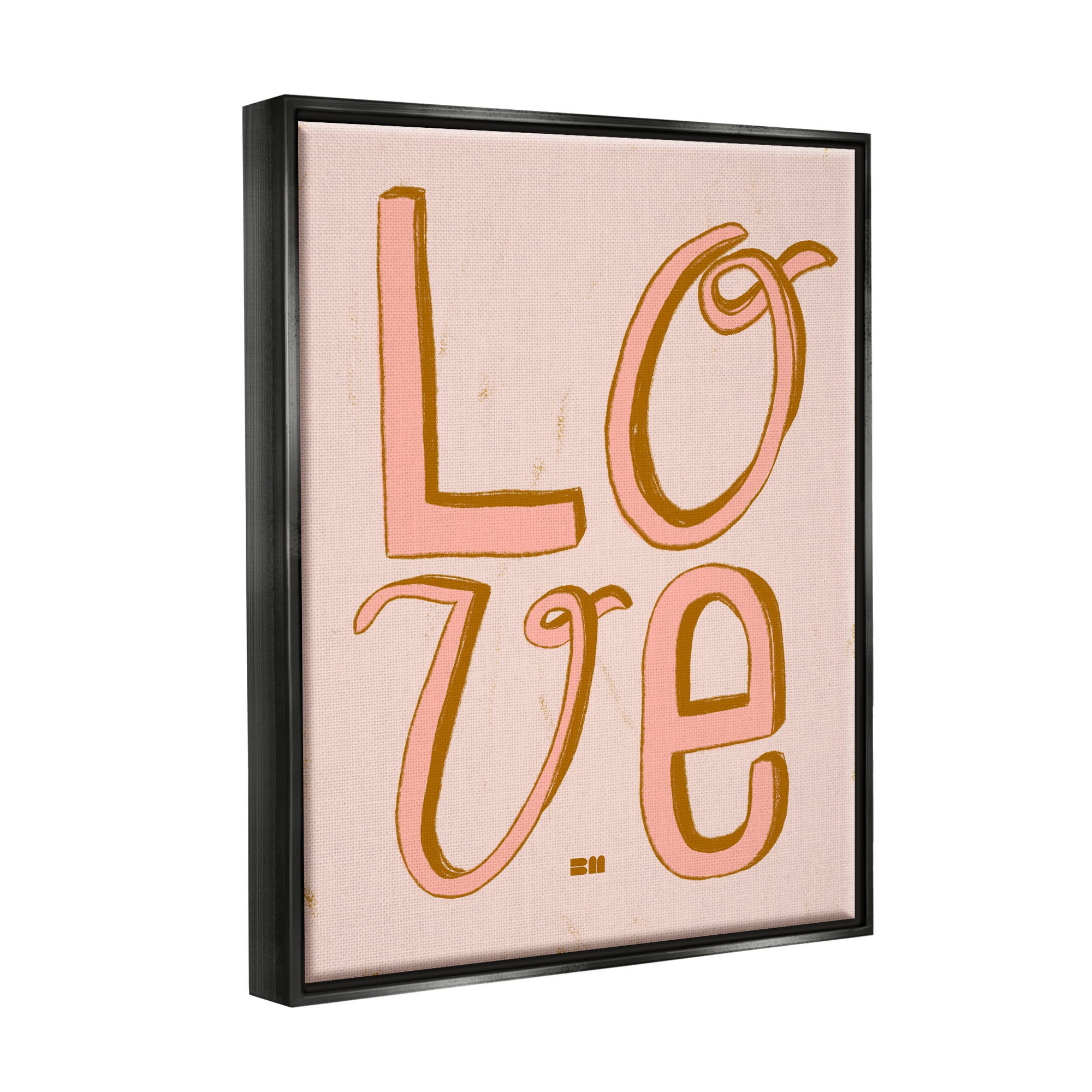Stupell Industries Boho Love Letters Inspirational Painting Black Floater Framed Canvas Art Print Wall Art, 17 x 21