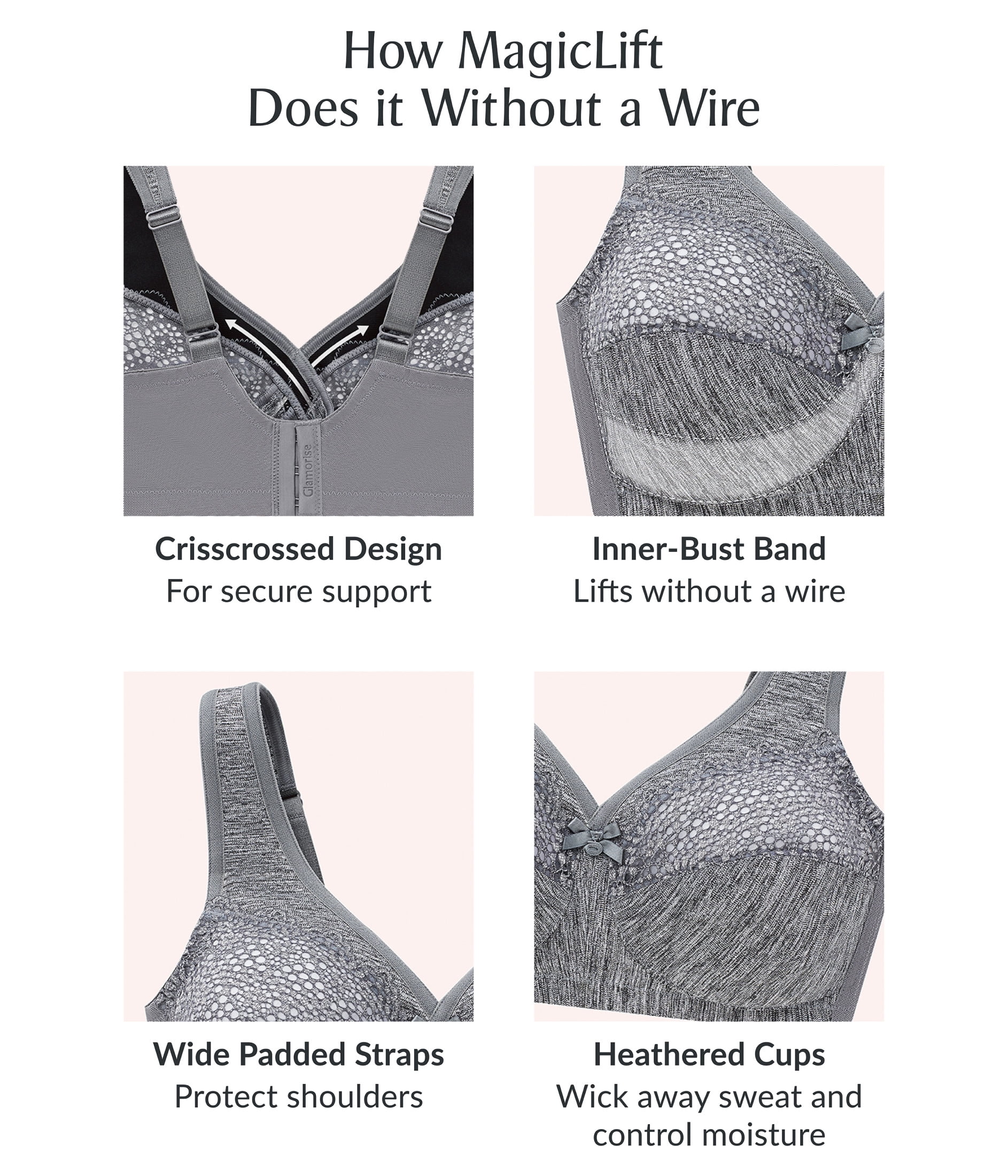 Glamorise MagicLift Moisture Control Wirefree Bra 1064 (Women's & Women's Plus)