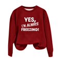 thumbnail image 2 of Xdegoge Long Sleeve Sweatshirts for Women Loose Fit Oversized Sweatshirt Casual Crewneck Long Sleeve Long Sleeve Shirts Crewneck Loose Fit Curve Hem Pullover Tops Ropa De Dama Wine XXL, 2 of 3