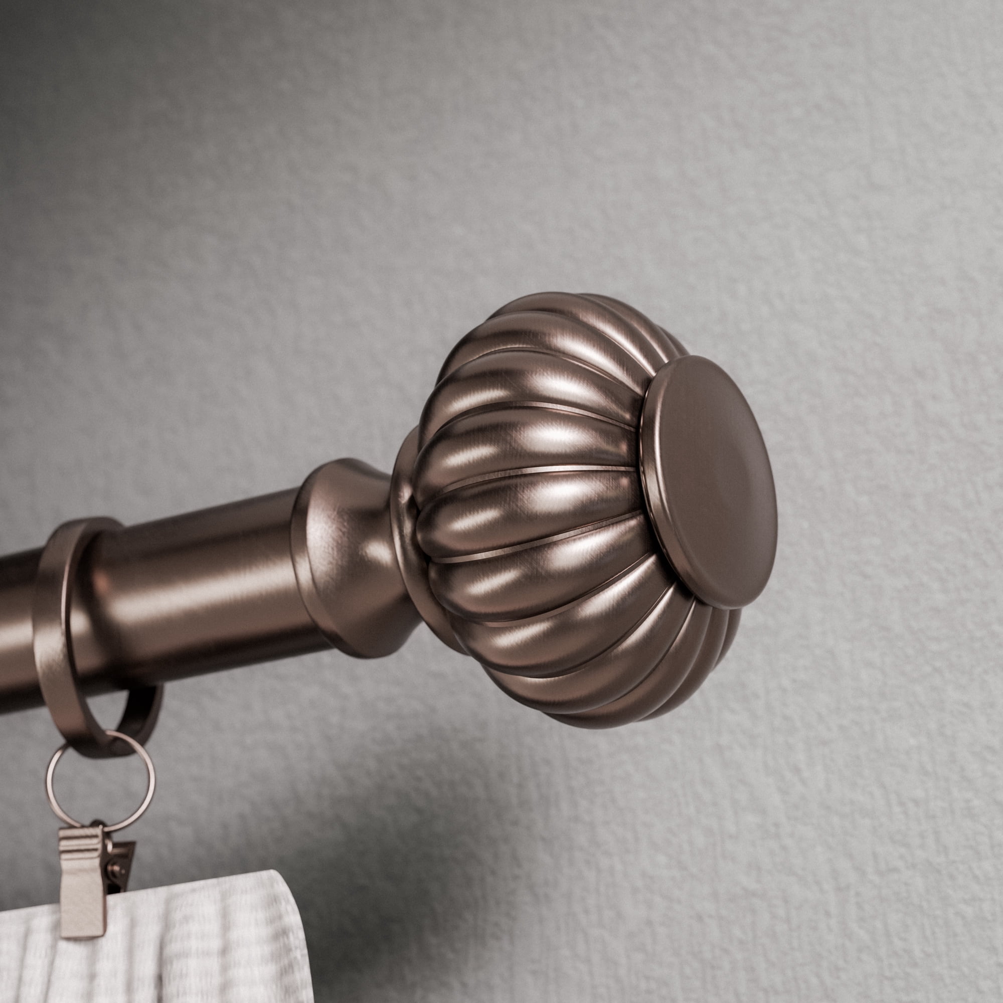 Better Homes & Gardens 1" Oil Rubbed Bronze Aubrey Knob Adjustable Single Curtain Rod Set 42"-120"