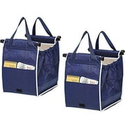 2Pack Insulated Reusable Grab Shopping Bag Collapsible Grocery Shopping Tote Bags with Handles,Clip on Shopping Cart As Seen On TV