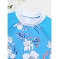 thumbnail image 3 of RUNQHUI Girls 2pcs Tankini Set Printed Short Sleeves Swimming Suit Rash Guard Set with UPF 50+ Blue 6, 3 of 7