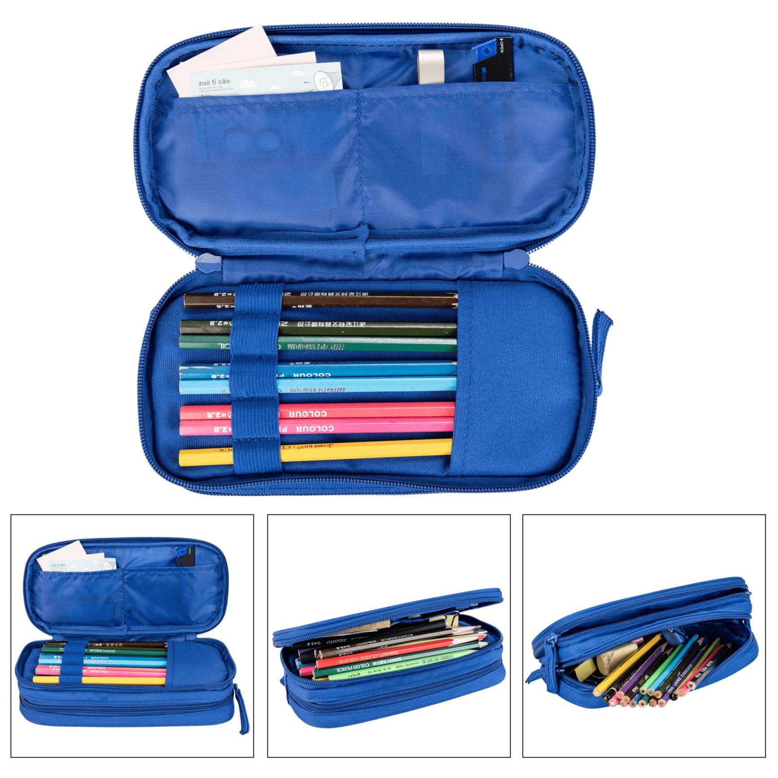 The Powerpuff Gi-rls Pencil Case Large Capacity Pencil Pouch Penbag Office Stationery Organizer Travel Makeup Bag Blue