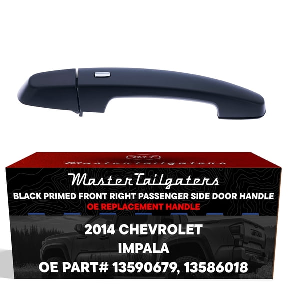 Master Tailgaters Black/Chrome Exterior Door Handle Replacement for Chevrolet Impala 2014 (LTZ Model, 4 Pin) OE Part # 13590678 | Front Left Driver Side