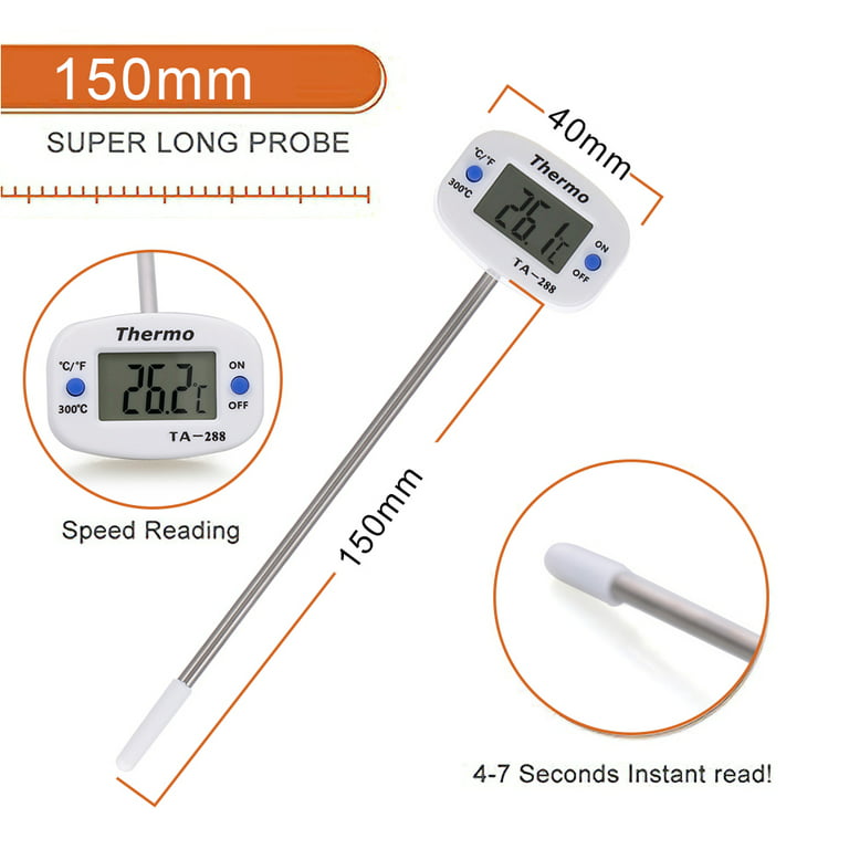 Htovila Ta288 Instant Read Digital Thermometer Folding Long Probe Thermometer Kitchen Cooking Meat Oil Soup Laboratory Fry BBQ, Size: 40