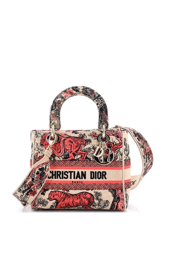 Pre-Owned Lady D-Lite Bag Embroidered Raffia Medium By Rebag