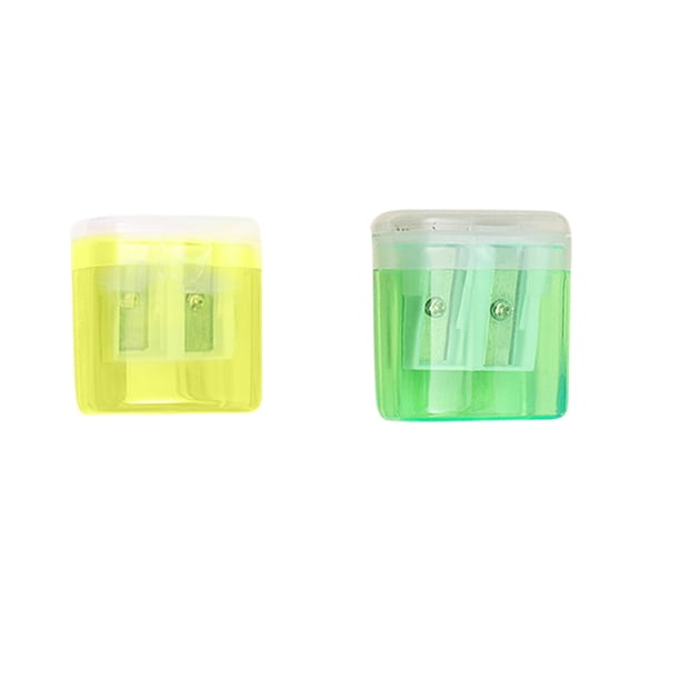 Puntoco Liquidación de suministros de cocina, 2 unidades, mini sacapuntas transparentes, útiles escolares, lápiz de color caramelo, cepillo