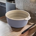 thumbnail image 6 of Food Strainer Vegetable Washing Drainage Basket Mixing Filter Use Thicken Material Sturdy Multifunctional Fruit Cleaning Basin for Noodles Large Violet, 6 of 9