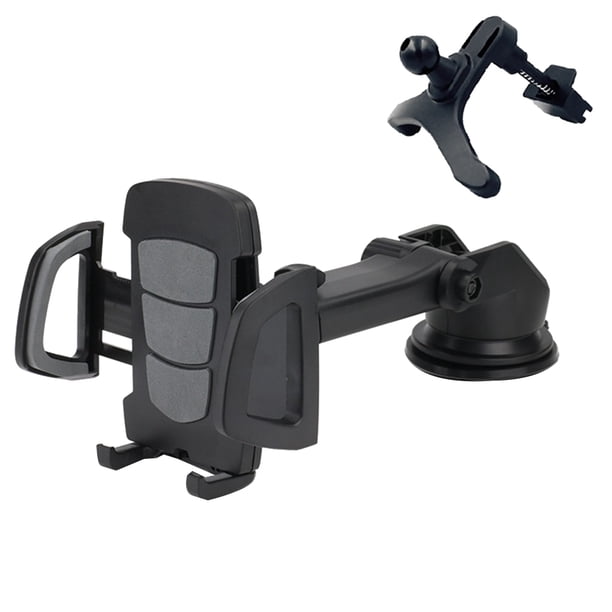 Soporte universal para teléfono 3 en 1 Ventilación de aire Tablero de instrumentos Soporte para parabrisas Soporte ajustable para teléfono con succión de rotación 360 Eigraketly EL2108-02B