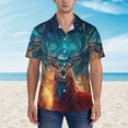 thumbnail image 2 of Disketp Celestial Stag Cosmic Glow Hawaiian Shirts for Men,Mens Casual Short Sleeve Button Down Shirts Beach Shirt,Medium, 2 of 7