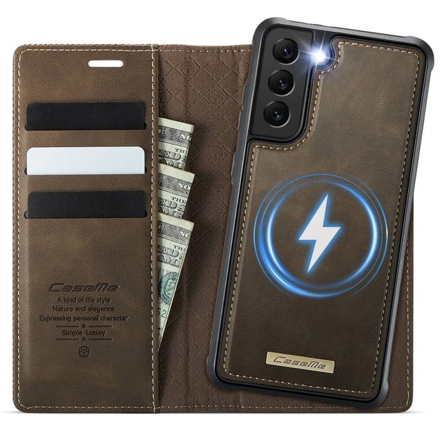 Funda Billetera Desmontable Magnética 2 en 1 para Samsung Galaxy S22 Plus con Tarjetero para Mujer y Hombre,Cuero PU Retro 【Bloqueo RFID】 Funda con soporte a prueba de golpes