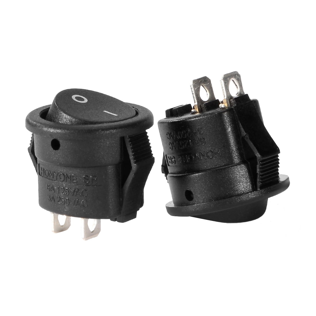 Lot De 5 Interrupteurs Bascule Ronds SPST 250V/3A – Noir – Marque Uxcell – Pour Montage Sur Panneau 15mm