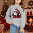 thumbnail image 2 of PMVFHDE Chandail à Capuchon et Chandails en Molleton pour Filles Imprimé Manches Longues Col Rond avec Poche Chandail Confortable Doux Décontracté pour Enfants Saison des Fêtes Blanc, 3-4 Ans, 2 of 4