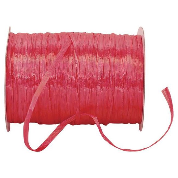 Reliant Ribbon - 25769-949-01C, Raffia Prime - Pearl Ribbon, Neon Coral, 1/4 Inch, 100 Yards