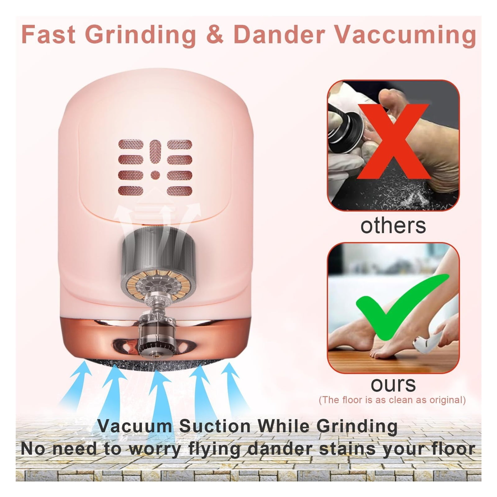 Electric Callus Remover for Feet (with Dander Vacuum), Portable Pedicure Kit Foot File Callus Remover, Rechargeable Waterproof Foot File for Foot Care Deadskin Remover with 9Head&LCD Display