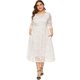 thumbnail image 3 of Vestido de mujer Vestido delgado de fiesta con cuello en O ahuecado de encaje de ganchillo Eccomum Blanco/6XL, 3 of 7