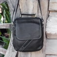 thumbnail image 5 of NOVICA Artisan Handcrafted Leather Shoulder Bag Fair Trade Thai Black Handbags Messenger Solid Thailand ' Voyager in Black', 5 of 7