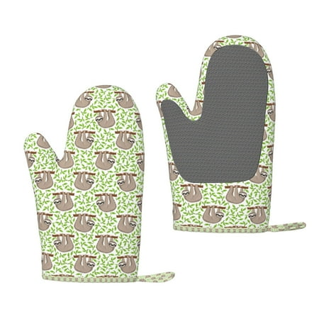 

Matuu Cute Animal Sloth On A Branch for Silicone Oven Gloves Heat Resistant Grilling Gloves Non-Slip Silicone Oven Mitt Great for Grilling Kitchen and Cooking