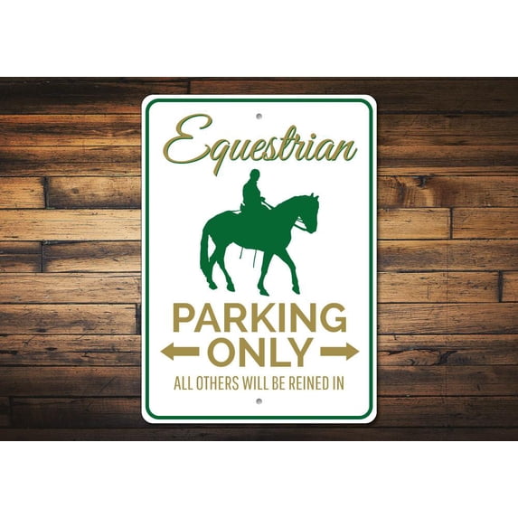Equestrian Parking Novelty Sign, Metal Wall Decor - 10x14 inches
