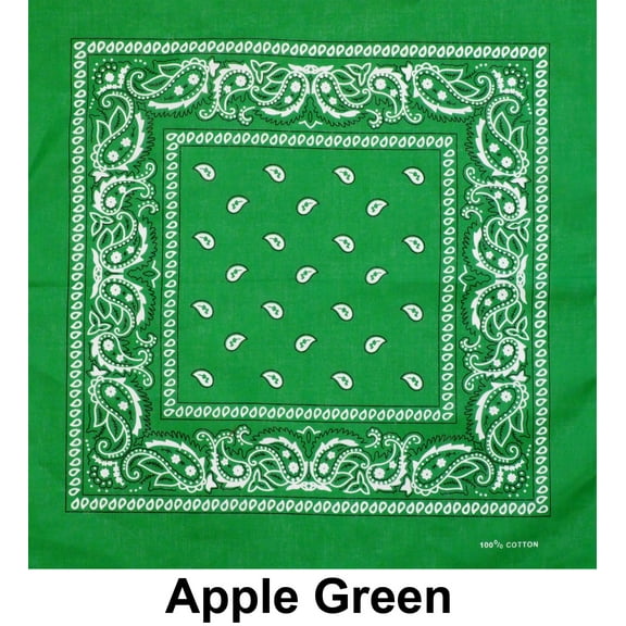 Apple Green Paisley Print Designs Cotton Bandana (22 inches x 22 inches)