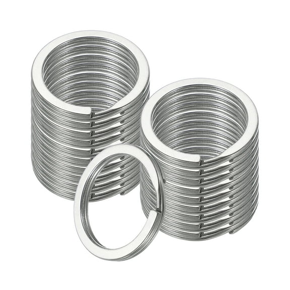 20pcs Split Keychain Rings, 25mm Round Flat Keyrings Stainless Steel Open Key Chain Ring Dog Tag Rings for DIY Keychain Craft Lanyard, 2mm Thick, Silver