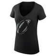 thumbnail image 2 of Women's G-III 4Her by Carl Banks  Black Las Vegas Raiders Super-Slim Fit Lightweight Subtle Football V-Neck T-Shirt, 2 of 3