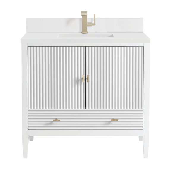 James Martin Vanities 485-V36-1Wz Myrrin 36" Single Basin Wood Vanity Set - White