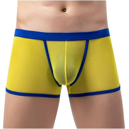 Lilgiuy Men Casual Solid Underwear Gold Dot Mesh Striped Boxer Breathable Hip Shorts 2022 Fall Winter