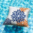 thumbnail image 2 of Blue Orange Outdoor Flower Pillow Covers 16x16 Inch Set of 2 White Colored Throw Pillows Outdoor Waterproof Decor for Living Room Sofa Patio Funiture Garden Floral Polyester Pillow Covers 002C, 2 of 6