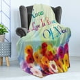 thumbnail image 4 of Saying Soft Flannel Fleece Throw Blanket, I Know What Love is Because of You Fine Art Style Vivid Spring Flowers Lettering, Cozy Plush for Indoor and Outdoor Use, 50" x 60", Multicolor, by Ambesonne, 4 of 5