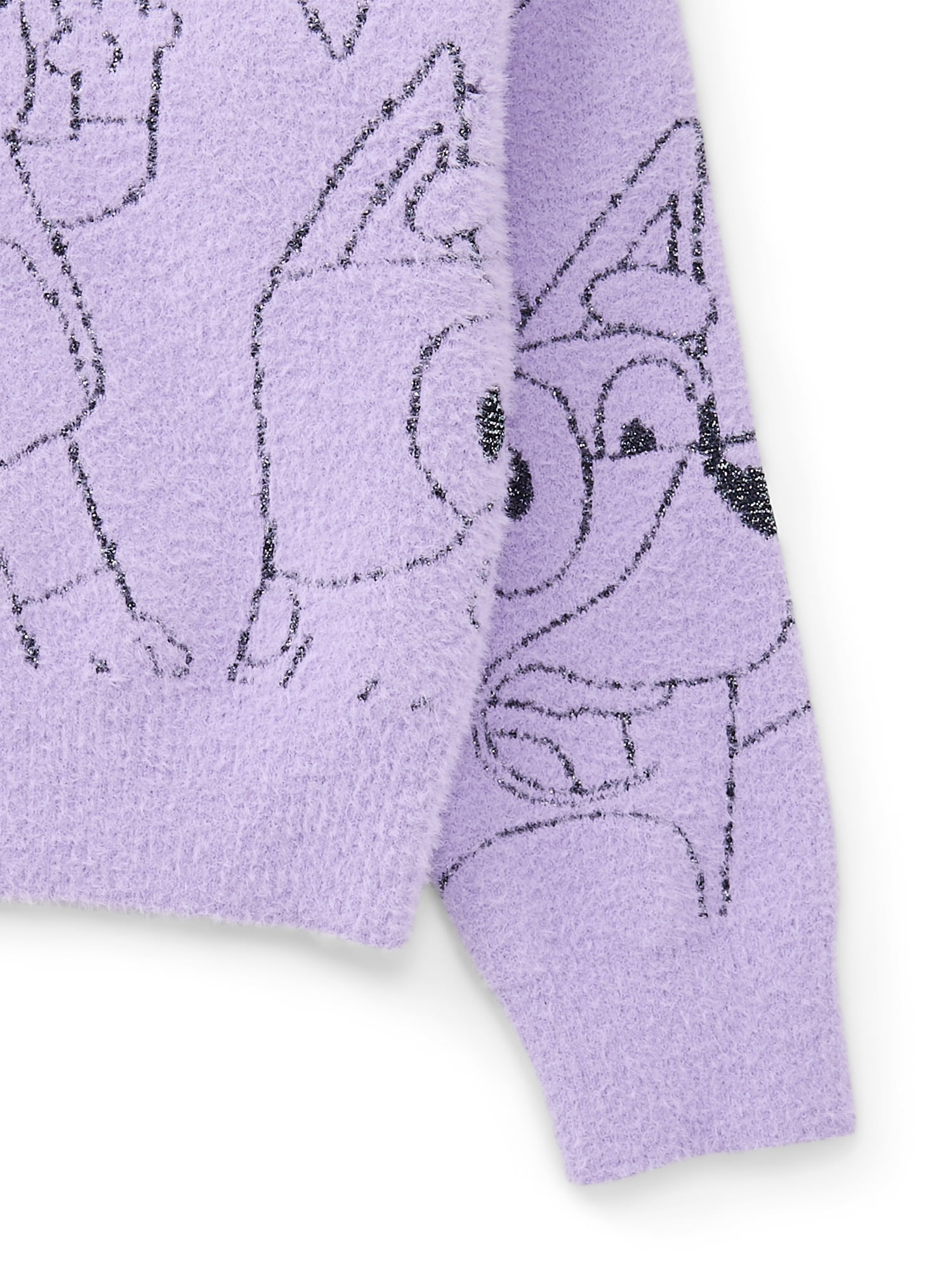 Bluey Girls Graphic Eyelash Knit Glitter Sweater, Sizes 4-16