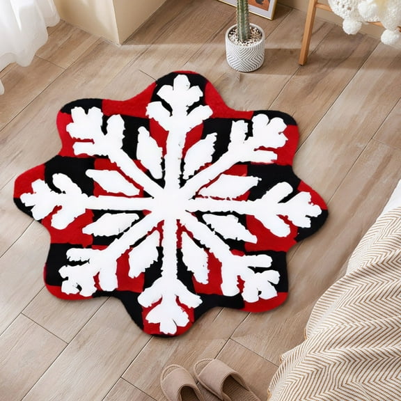 Nilvkv Snowflakes Rug Winter Snowflake Doormat Snowflake Welcome Mat Cute Christmas Decorative Non-Slip Washable Door Mats for Indoor Outdoor Entrance Home Bathroom