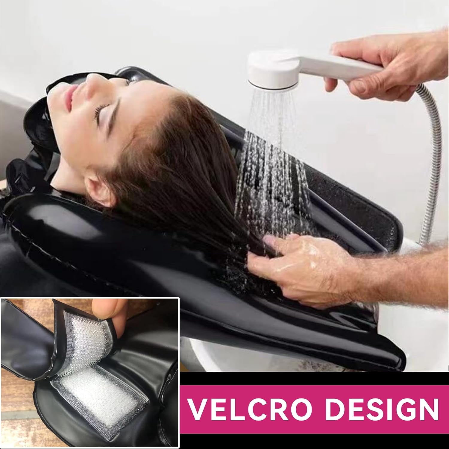 YEHOOM Portable Shampoo Bowl with inflator,Inflatable Hair Washing Basin for Sink at Home,Lightweight Wheelchair Hair Washing Station for for Elderly, Disabled, Pregnant, Bedridden, Handicap