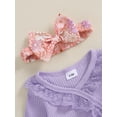 thumbnail image 6 of Suealasg Newborn Baby Girl 2 Piece Outfits 3 6 12 18 Months Infant Girls Long Sleeve Crew Neck Flower Print Romper Dress Headband Fall Clothes Set, 6 of 7