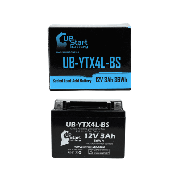 Replacement 2014 Honda CRF125F 125CC Factory Activated, Maintenance Free, Motorcycle Battery - 12V, 3Ah, UB-YTX4L-BS