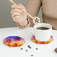 thumbnail image 6 of Bingfone Vintage Palm Trees At Sunset Leather Drinks Coasters With Set Of 6,Suitable For Home Kitchen,Coffee Cup Coasters Home Gift, 6 of 9