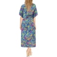 thumbnail image 4 of HAPPY BAY Women's Summer Loungewear African Beach Slit Dress Cover Up Caftan Kaftan Maxi Dresses for Women 2X-3X Sapphire, Floral, 4 of 5