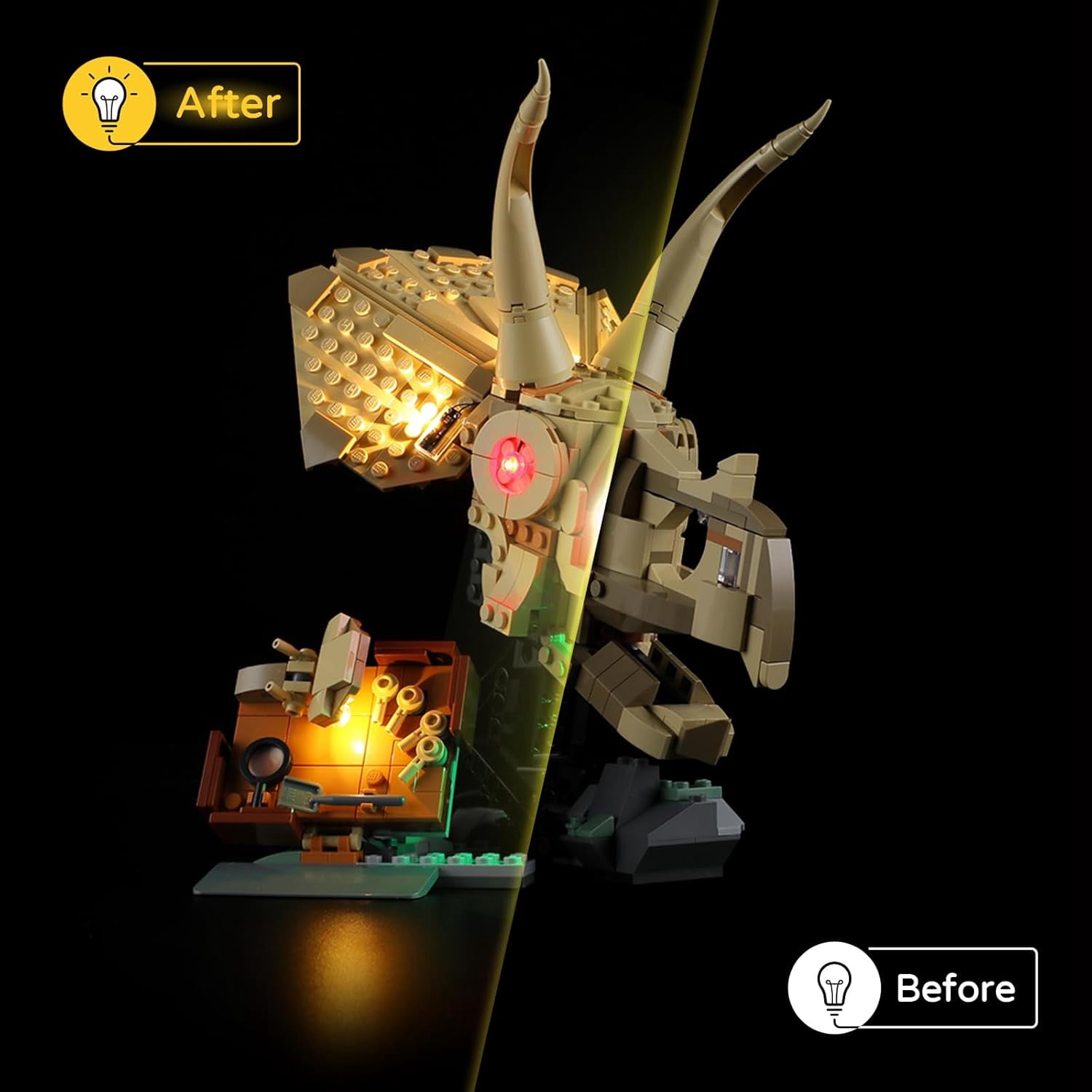 LED Light for 76969 Jurassic World Dinosaur Fossils: Triceratops Skull Building Blocks Model (Building Set NOT Included)