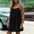 thumbnail image 2 of COMVALUE Open Back Summer Dress for Women Spaghetti Strap Summer Beach Flowing Sundress Swing Solid Color Sundress Black S, 2 of 8