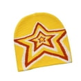 thumbnail image 5 of Women Knit Hat with Star Pattern Slouchy Beanie Soft Lightweight Warm Cap Yellow, 5 of 8