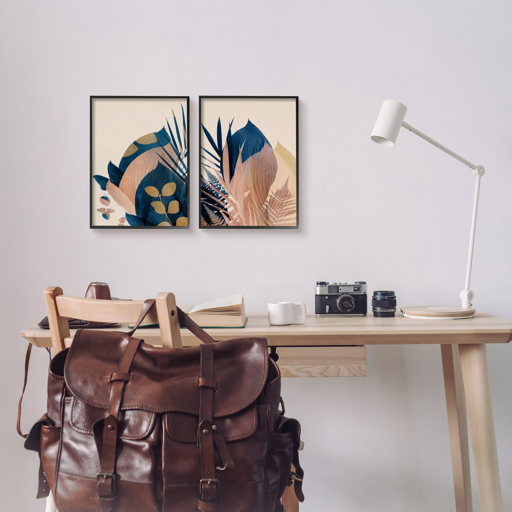 Stupell Indtries Forest Floor Fern Foliage Bold Blue Leaves Layered,16 x 20,Design by Ian Winstanley